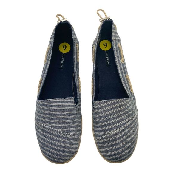 Nautica Rudder Slip-On Espadrille Flat Navy Triple Stripe US Women's 9 - Picture 1 of 8